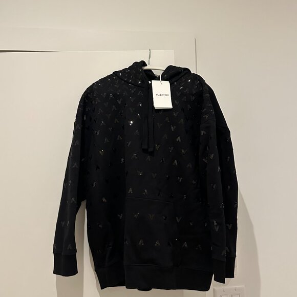 Valentino Sequin Logo Detail Hoodie Rare - Picture 6 of 8
